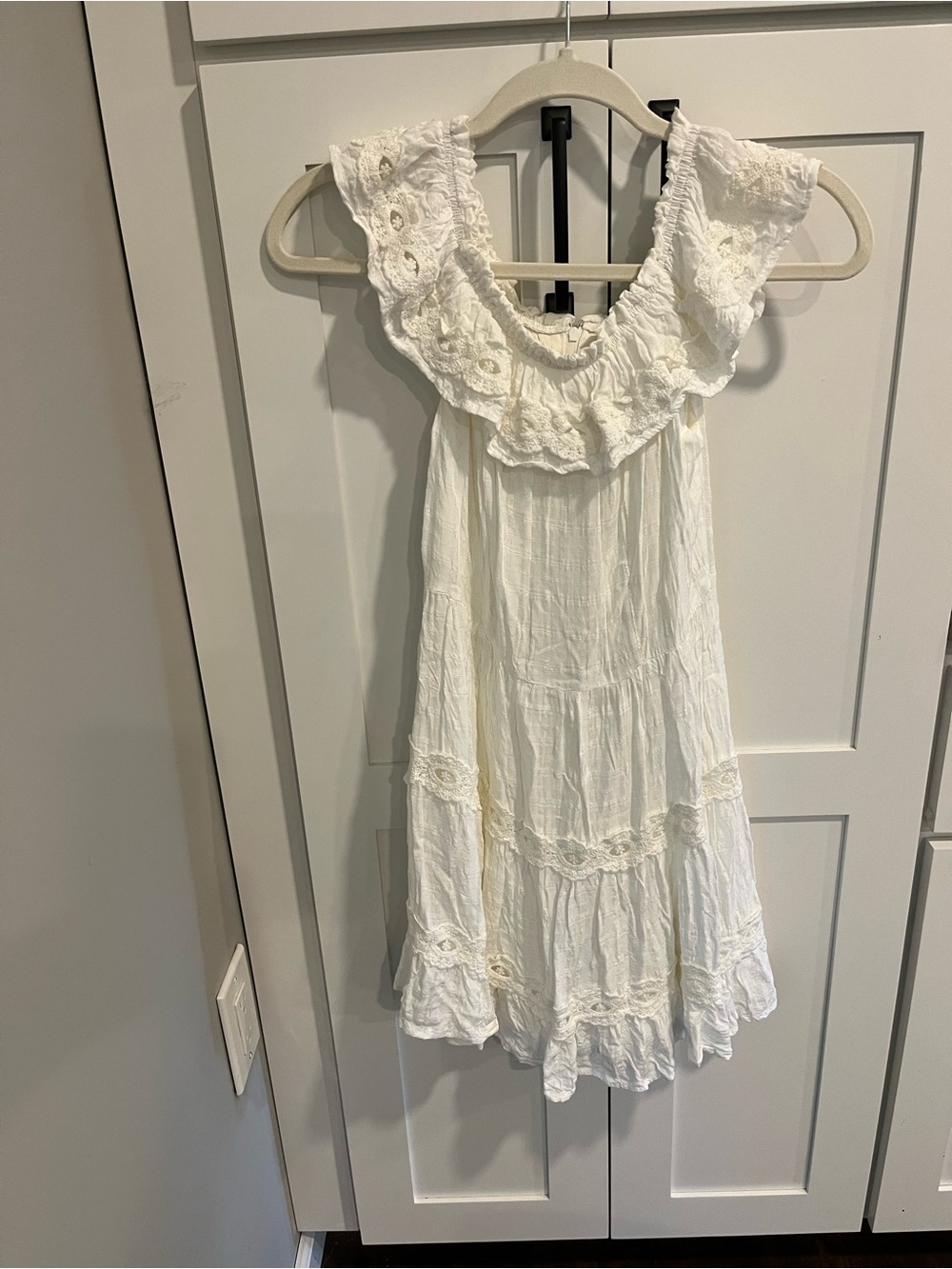 White Ruffled Eyelet Summer Dress